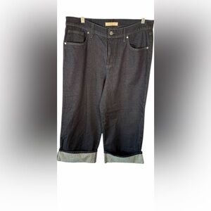 BCBG Max Azria Dark Rinse Wide Leg Cuffed Jeans Size 32